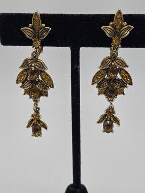 Vintage-Inspired Amber Drop Earrings - Unbranded